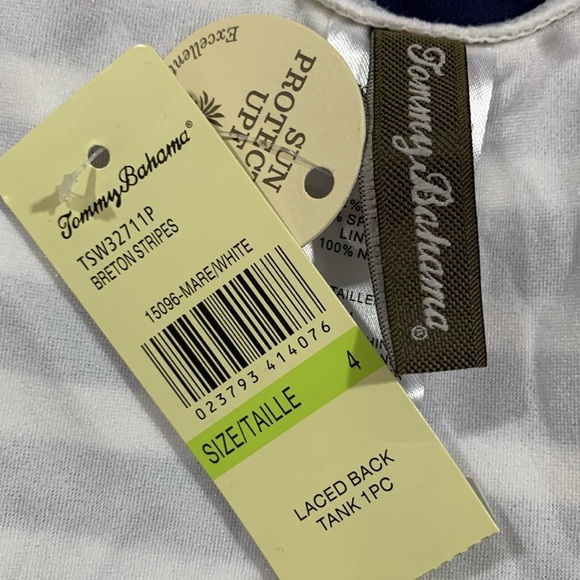 Tommy Bahama Breton Stripe Navy & White Laced-Back One-Piece Swimsuit NWT size 4 - Picture 10 of 10